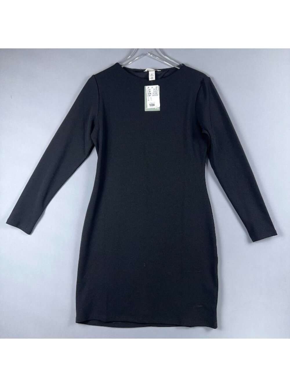 H&M Ribbed Bodycon Dress Size Large Long Sleeve Open Back Cutout Crew Neck